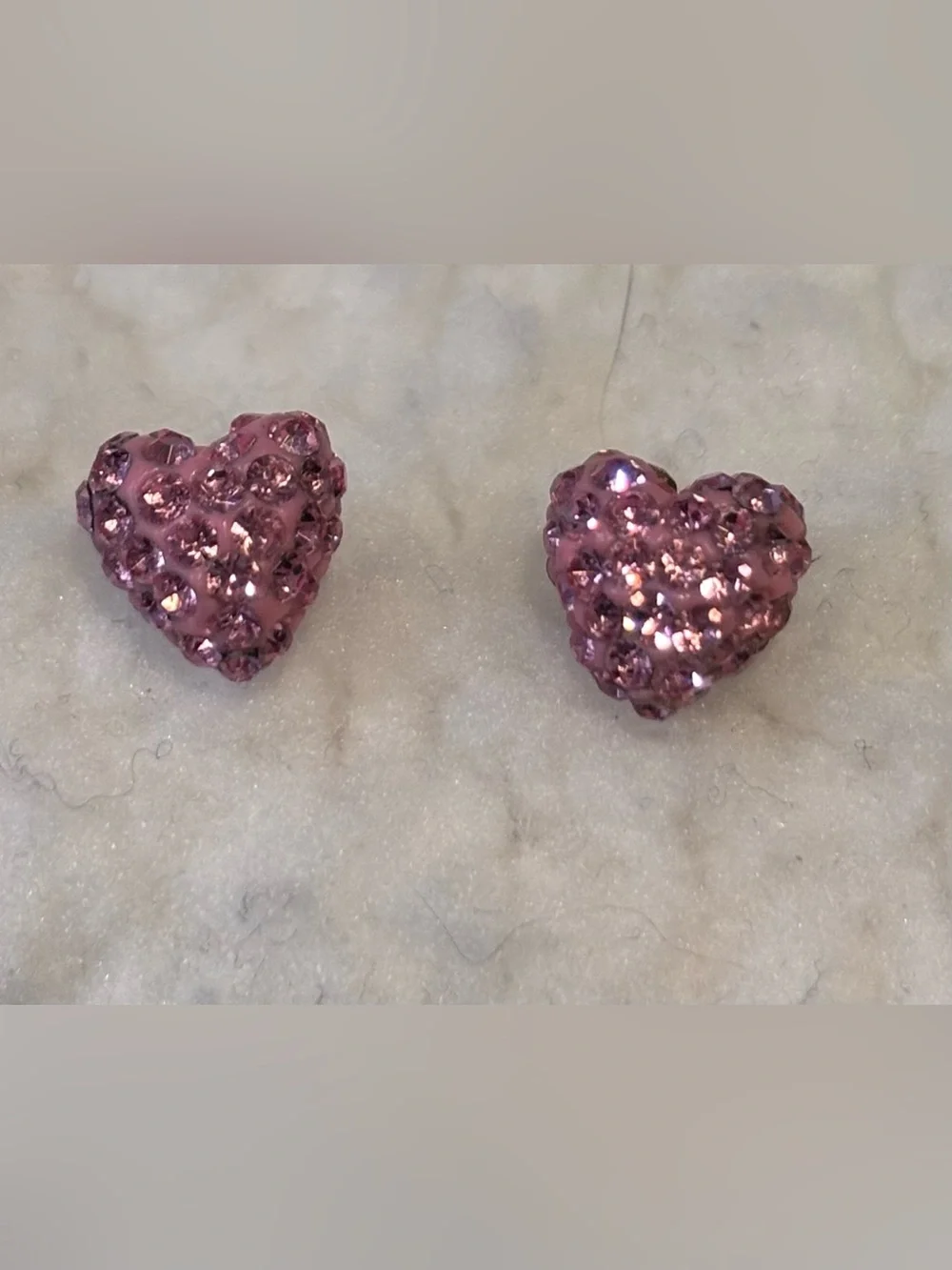 Pink Glitter Heart Stud Earrings